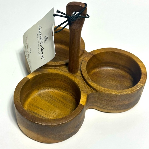 Hearth & Hand Magnolia Acacia Serving Trio Condiments Bowls - Picture 1 of 14